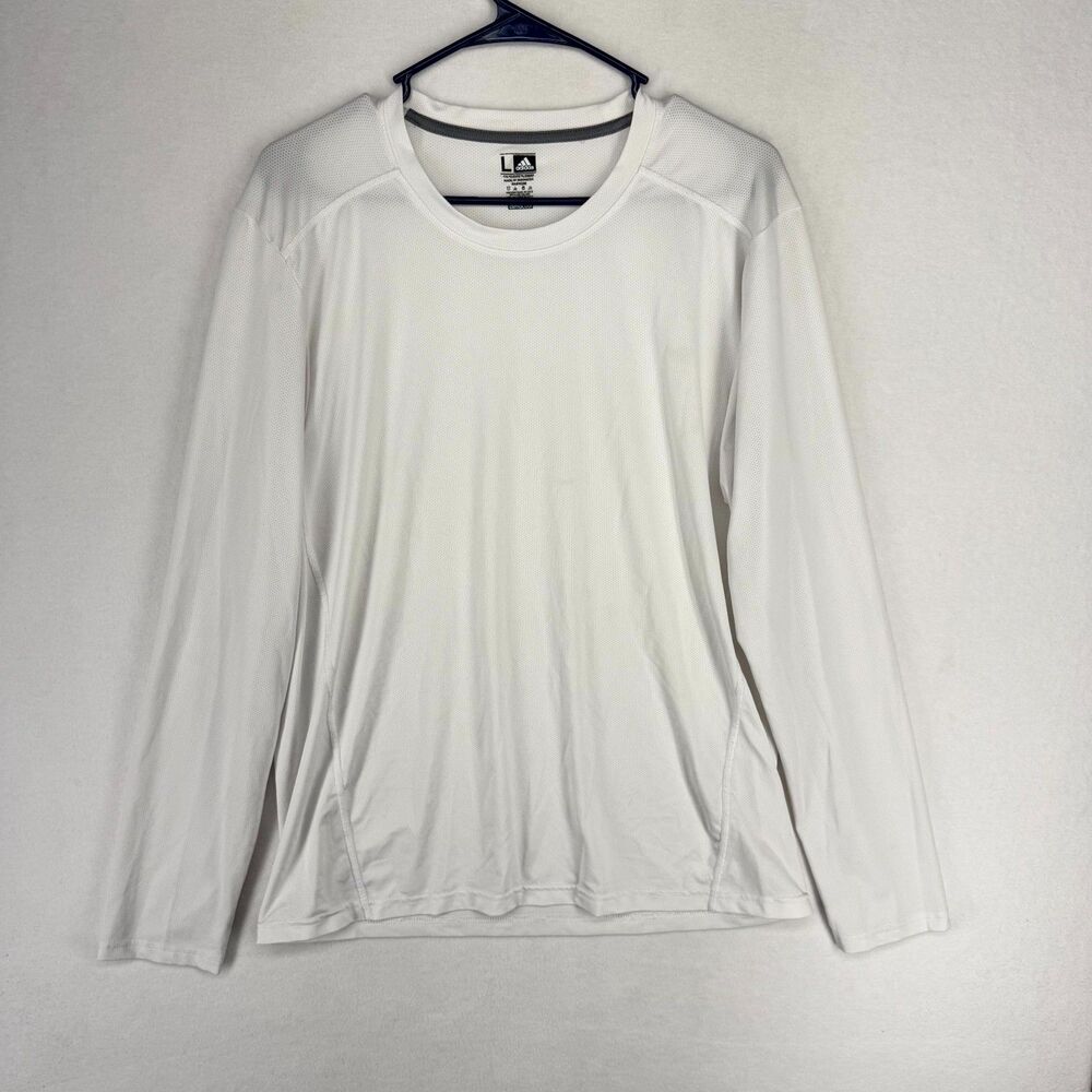 adidas Mens Lightweight Long Sleeve White Performance Tshirt Size L‎